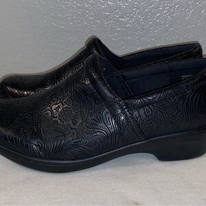 Black Embossed Women's Mules